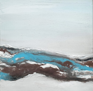 Painting titled "Seascape, 30x30-blu…" by Anastasia Grik, Original Artwork, Acrylic Mounted on Wood Stretcher frame