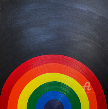 Painting titled "Pink Floyd, 60х60,…" by Anastasia Grik, Original Artwork, Acrylic Mounted on Wood Stretcher frame