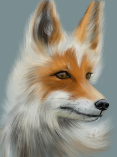 Arts numériques intitulée "Red Fox" par Anastasia Gurjewa, Œuvre d'art originale, Peinture numérique