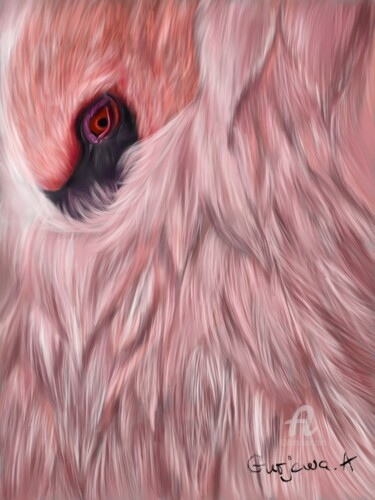 Digitale Kunst mit dem Titel "Pink flamingo" von Anastasia Gurjewa, Original-Kunstwerk, Digitale Malerei