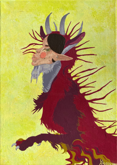 Pittura intitolato "Коза" da Anastasia Hifusej, Opera d'arte originale, Acrilico