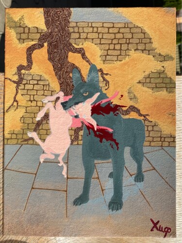 Картина под названием "Волчок" - Анастасия Хифушей, Подлинное произведение искусства, Акрил