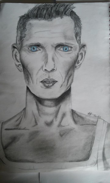Drawing titled "un homme ...." by Anastasia. H, Original Artwork