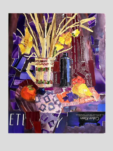 Malerei mit dem Titel "Фиолетовый" von Anastasia Kirilenko, Original-Kunstwerk, Collagen