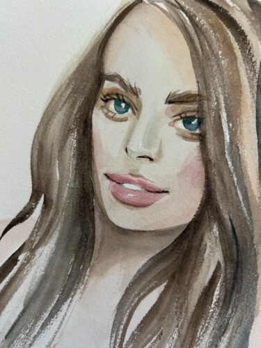 Painting titled "Portrait of girl" by Anastasia Kirillova, Original Artwork, Watercolor