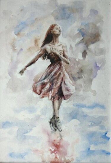 Картина под названием "Порыв" - Анастасия Козырева, Подлинное произведение искусства, Акварель Установлен на картон