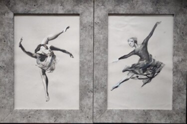 Картина под названием "Ритм (диптих)" - Анастасия Козырева, Подлинное произведение искусства, Акварель Установлен на картон