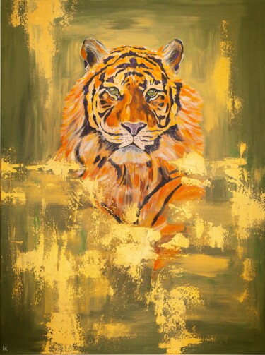 Painting titled "Тигр" by Anastasia Kuznecova, Original Artwork, Acrylic