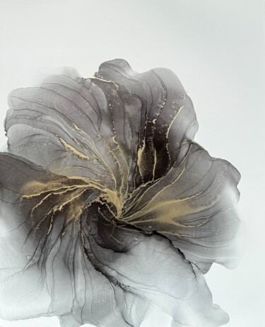 Schilderij getiteld "Abstract Flower Bla…" door Anastasia Matas, Origineel Kunstwerk, Inkt