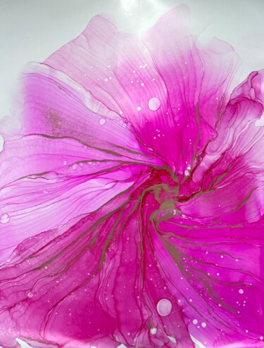 Painting titled "Magenta Flower" by Anastasia Matas, Original Artwork, Ink