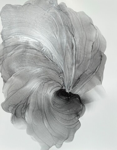 Malarstwo zatytułowany „Silver Flower” autorstwa Anastasia Matas, Oryginalna praca, Atrament