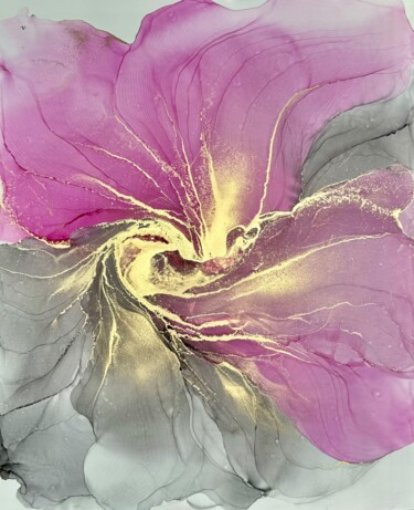 Ζωγραφική με τίτλο "Abstract Flower Bla…" από Anastasia Matas, Αυθεντικά έργα τέχνης, Μελάνι