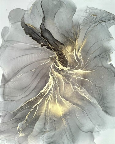 Картина под названием "Abstract Black Flow…" - Anastasia Matas, Подлинное произведение искусства, Чернила