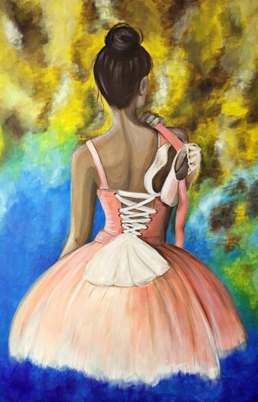 Картина под названием "Балерина" - Анастасия Мухницкая, Подлинное произведение искусства, Масло
