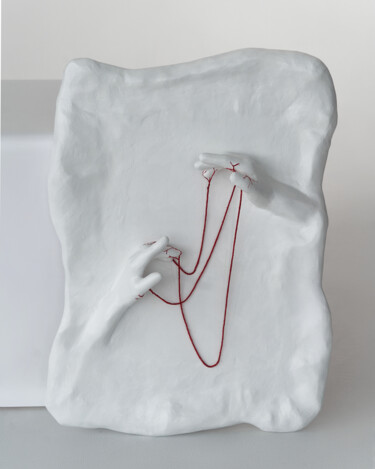 Sculpture titled ""FEEL"" by Anastasia Nesterenko, Original Artwork, Plaster Mounted on Wood Stretcher frame