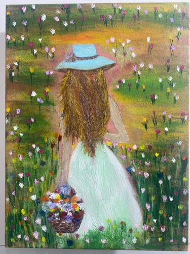 Painting titled "Тюльпаны" by Anastasiia Odoladova, Original Artwork, Acrylic