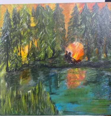 Painting titled "Первый мороз" by Anastasiia Odoladova, Original Artwork, Acrylic