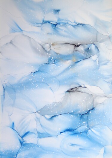 Peinture intitulée "Ethereal Waters abs…" par Anastasia Ozlu, Œuvre d'art originale, Encre