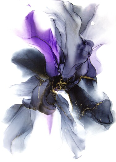 Картина под названием "Iridescent Violet o…" - Anastasia Ozlu, Подлинное произведение искусства, Чернила