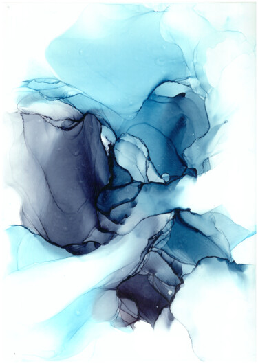 Painting titled "Icy waters abstract…" by Anastasia Ozlu, Original Artwork, Ink