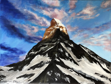Schilderij getiteld "Matterhorn" door Anastasia Panfilova, Origineel Kunstwerk, Acryl Gemonteerd op Houten paneel