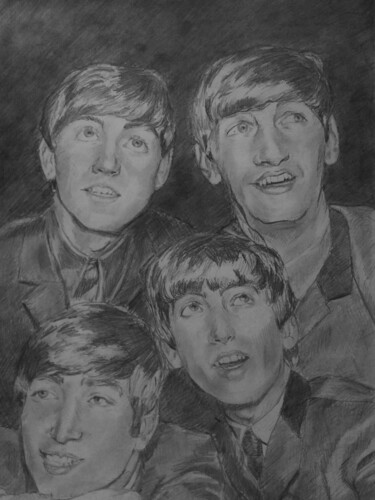 Drawing titled "The Beatles" by Anastasiia Pankina, Original Artwork, Pencil