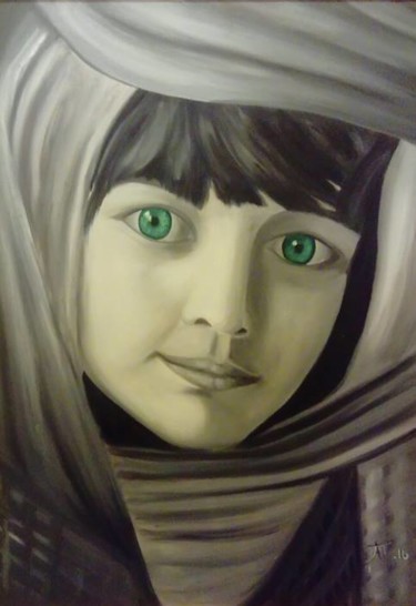 Pittura intitolato "Πράσινα μάτια/ The…" da Anastasia Patouna, Opera d'arte originale, Olio