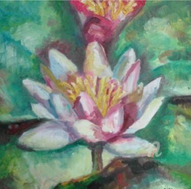 Peinture intitulée "Le lotus" par Anastasia Romanova-Perodeau, Œuvre d'art originale, Huile