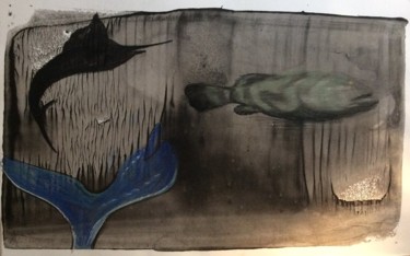 Dibujo titulada "Рыбы" por Nastia Poliakova, Obra de arte original, Pastel