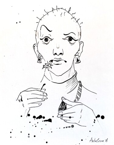 Dibujo titulada "No smoking" por Анастасия Потелова, Obra de arte original, Tinta