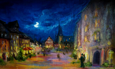Картина под названием "город в Германии Кв…" - Svoboda, Подлинное произведение искусства, Масло Установлен на Деревянная рам…