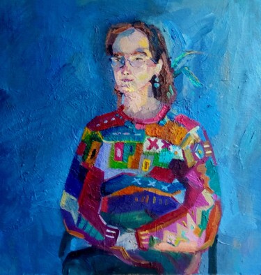 Картина под названием "Portrait of the gir…" - Svoboda, Подлинное произведение искусства, Масло Установлен на Деревянная пан…