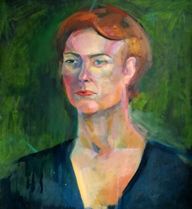 Painting titled "Портрет женщины" by Svoboda, Original Artwork, Oil Mounted on Wood Stretcher frame