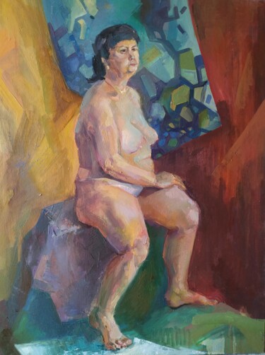 Malarstwo zatytułowany „Обнаженная женщина” autorstwa Svoboda, Oryginalna praca, Olej Zamontowany na Drewniana rama noszy