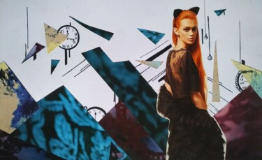 Картина под названием "Девушка и время" - Svoboda, Подлинное произведение искусства, Коллажи