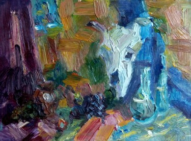 Картина под названием "Натюрморт с черепом" - Svoboda, Подлинное произведение искусства, Масло