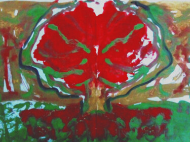 Painting titled "Красное дерево жизни" by Svoboda, Original Artwork, Gouache