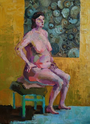 Картина под названием "Этюд женщины на жет…" - Svoboda, Подлинное произведение искусства, Масло