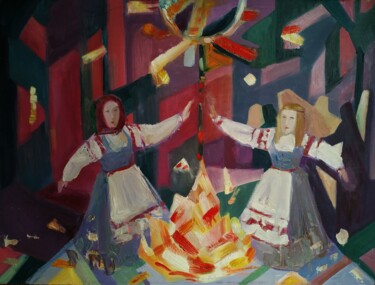 Peinture intitulée "Традиционный танец…" par Svoboda, Œuvre d'art originale, Huile
