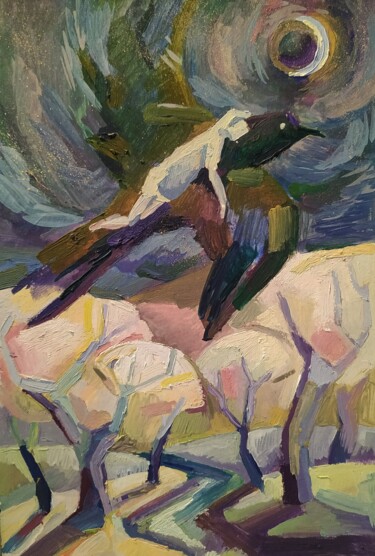 Картина под названием "Сине-зеленый сон" - Svoboda, Подлинное произведение искусства, Масло