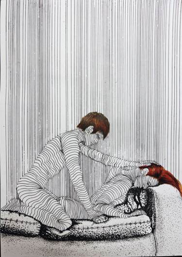 Pintura titulada "Во власти страсти №3" por Anastasiia Rogova, Obra de arte original, Rotulador