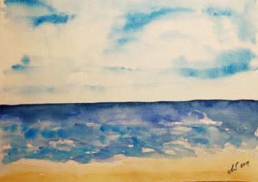 Malerei mit dem Titel "Am Strand" von Anastasia_art, Original-Kunstwerk, Aquarell