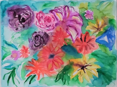 Malerei mit dem Titel "Flowerpower" von Anastasia_art, Original-Kunstwerk, Aquarell