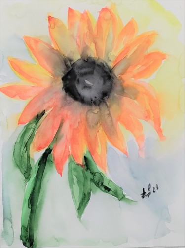 Pintura intitulada "Sonnenblume" por Anastasia_art, Obras de arte originais, Aquarela