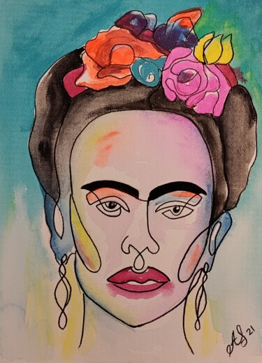 Malerei mit dem Titel "Frida" von Anastasia_art, Original-Kunstwerk, Acryl