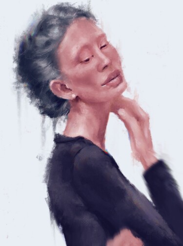 Girl with a blue hair Digitale Künste mit dem Titel "Girl with a blue ha…" von Anastasia Semenova, Original-Kunstwerk, Digitale Malerei