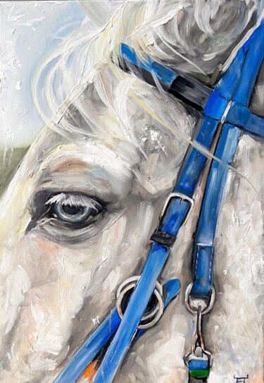 Painting titled "horse" by Anastasia Shukhovtseva, Original Artwork, Oil Mounted on Wood Stretcher frame