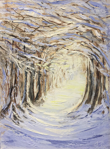 Картина под названием "Winter Tale origina…" - Anastasia Strizhkova, Подлинное произведение искусства, Акрил