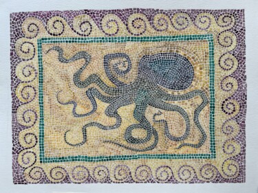 Pittura intitolato "Mosaic octopus" da Anastasia Tokdemir, Opera d'arte originale, Penna gel