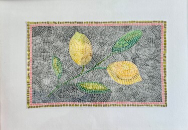 Schilderij getiteld "Mosaic lemons" door Anastasia Tokdemir, Origineel Kunstwerk, Aquarel